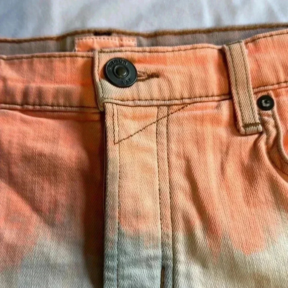 Hudson Moss Midrise raw hem orange ombré denim shorts size 26 - Picture 2 of 6